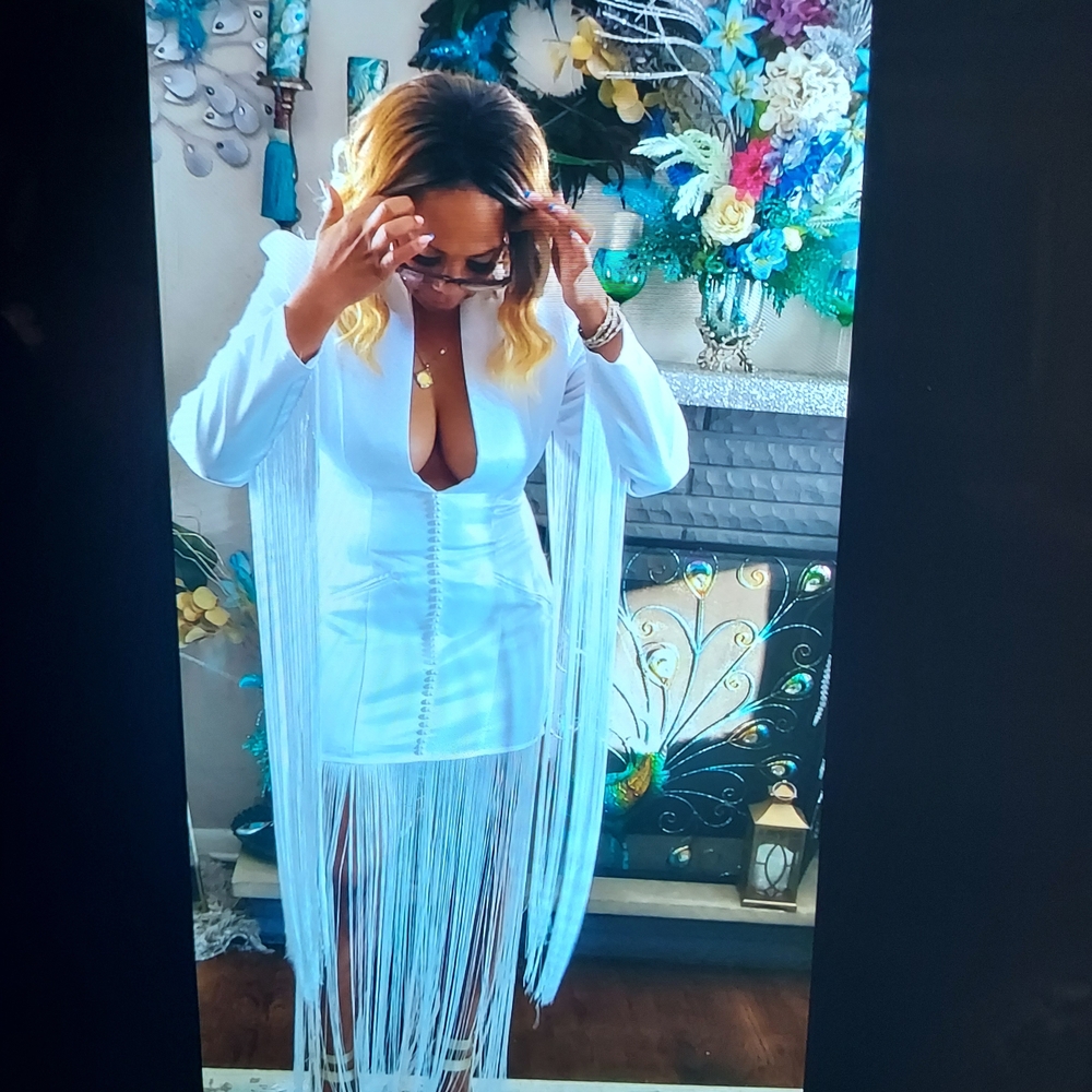 White Fringe Dress (ALL WHITE PARTY READY)